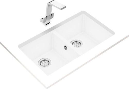 Square 2B 760 Tg Beyaz Çift Hazneli Tezgah Altı Granit Evye