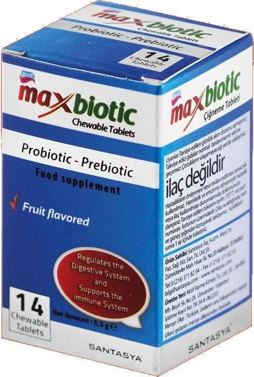 MAXBİOTİC PROBİYOTİK MİKROORGANİZMA İÇEREN ÇİĞNEME TABLETİ TAKVİYE EDİCİ GIDA 14 TABLET