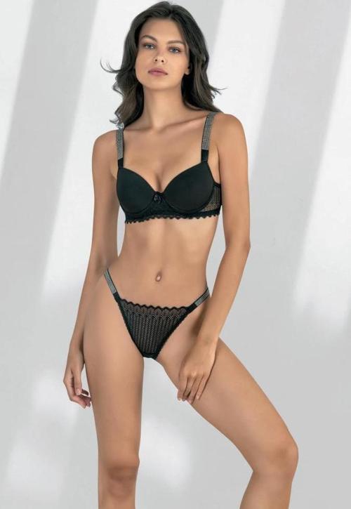 Bayan Dantelli Taşlı Destekli Sütyen Külot Takımı 4220