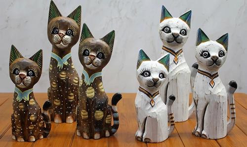 Ahşap 3'lü Kedi Seti 30 Cm Okas:2
