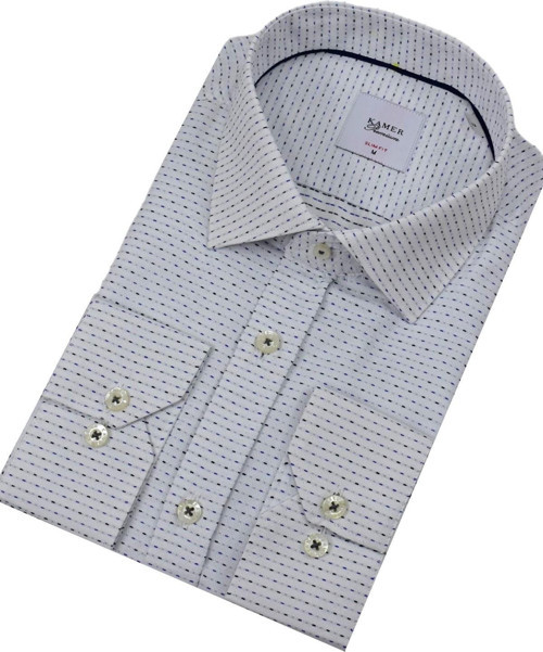 Erkek Puantiyeli Slim Fitt Uzun Kol Gömlek 2403 BGL-ST04376