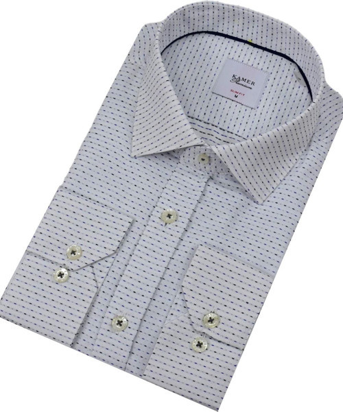 Erkek Puantiyeli Slim Fitt Uzun Kol Gömlek 2403 BGL-ST04376