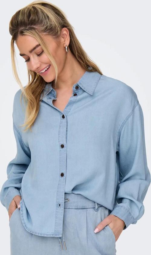 Kadın Onlcharıs Düşük Omuz Oversize Uzun Kollu Gömlek 15337928 Mavi