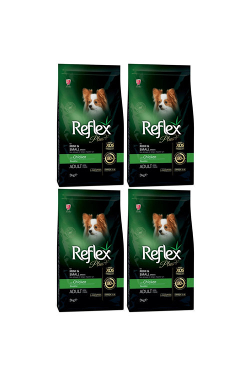 Plus Mini ve Küçük Irk Tavuklu Yetişkin Köpek Maması 3 kg - 4 Adet
