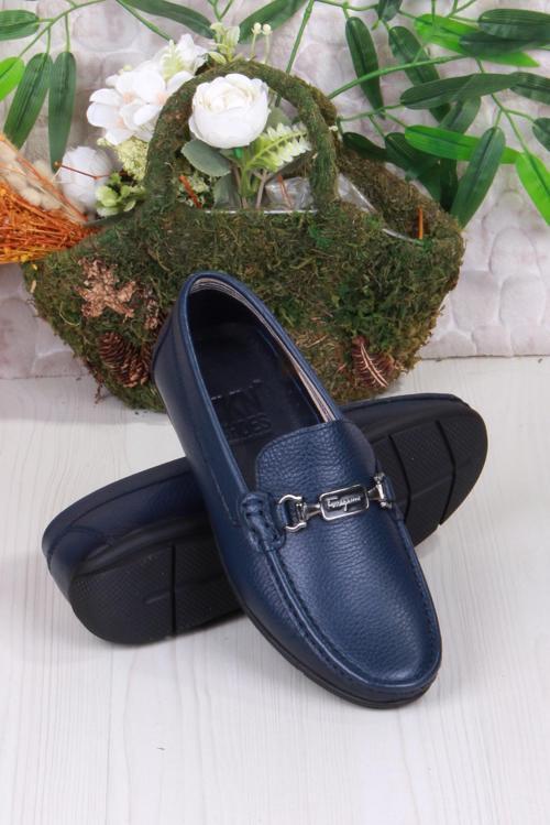 31090 Lacivert Deri Hakiki Deri Loafer Erkek Babet Erkek Ayakkabı