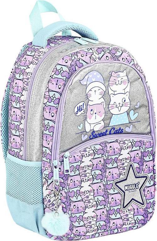 Mu-9063 Sevimli Kedi Desenli Kız Çocuk İlkokul Çantası