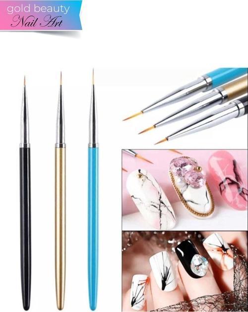 Nail Art Tırnak Süsleme Tasarım 3'Lü Fırça Seti