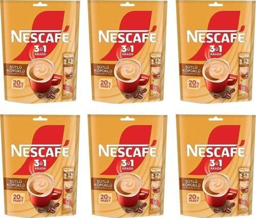 3 ü 1 Arada Sütlü Köpüklü 17,4 gr 20 li Paket x 6 Adet