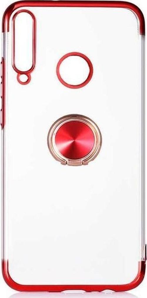 Huawei P40 Lite E Kılıf Kenarları Renkli Yüzüklü Manyetik Silikon