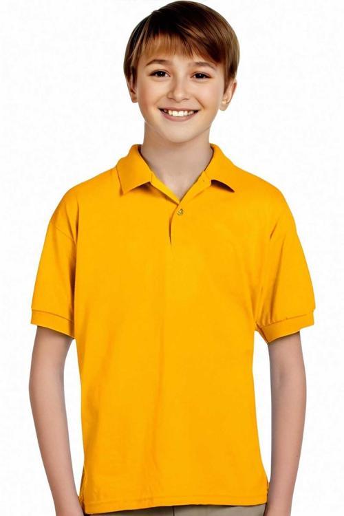 Erkek Çocuk %100 Pamuklu Polo Yaka T-Shirt Günlük Ve Okul Uniforma Okul T-Shirt Sarı 11-12 Yaş
