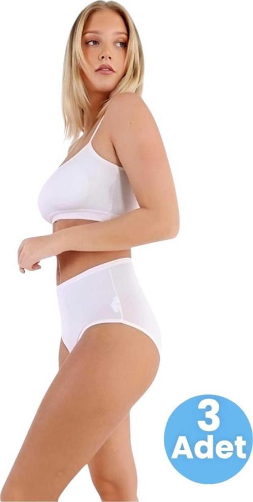 Kadın Pamuklu Penye Süprem Kumaş Bato Külot Kadın Bato Külot 3 Adet Beyaz 2XL-3XL