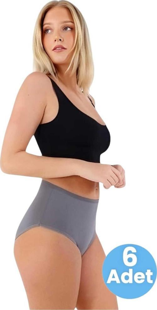 Kadın Pamuklu Penye Süprem Kumaş Bato Külot Kadın Bato Külot 6 Adet Gri 2XL-3XL