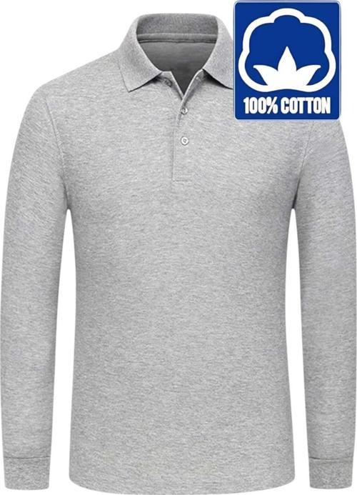 Erkek Çocuk Uzun Kol %100 Pamuklu Polo Yaka T-Shirt Günlük Ve Okul Uniforma Okul T-Shirt Gri 11-12 Yaş