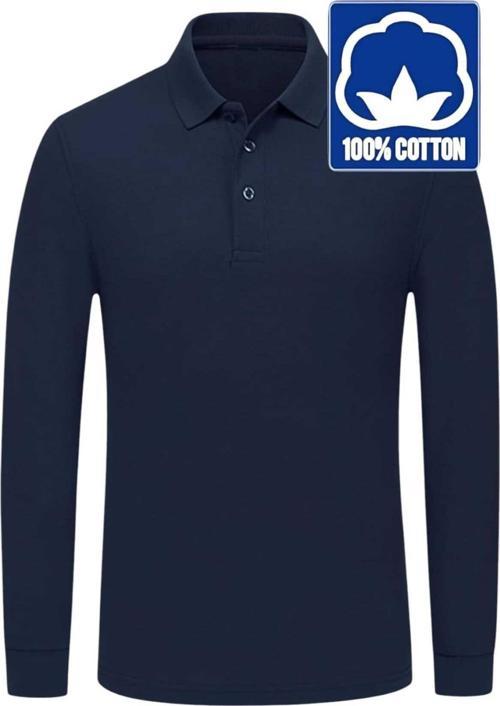 Erkek Çocuk Uzun Kol %100 Pamuklu Polo Yaka T-Shirt Günlük Ve Okul Uniforma Okul T-Shirt Lacivert 11-12 Yaş