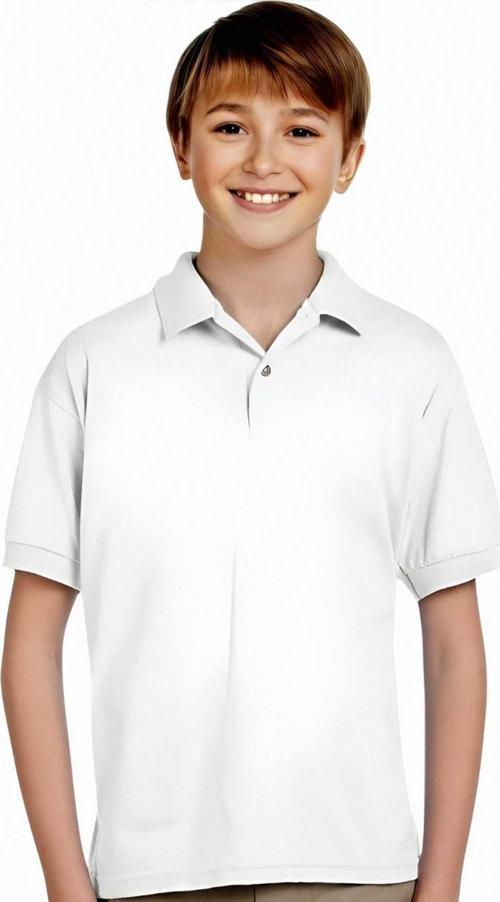Erkek Çocuk  Pamuklu Polo Yaka T-Shirt Günlük Ve Okul Uniforma Okul T-Shirt Beyaz 14-15 Yaş