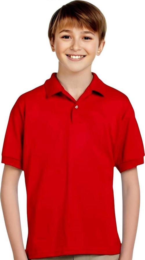 Erkek Çocuk %100 Pamuklu Polo Yaka T-Shirt Günlük Ve Okul Uniforma Okul T-Shirt Kırmızı 14-15 Yaş