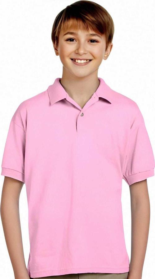 Erkek Çocuk %100 Pamuklu Polo Yaka T-Shirt Günlük Ve Okul Uniforma Okul T-Shirt Pembe 14-15 Yaş