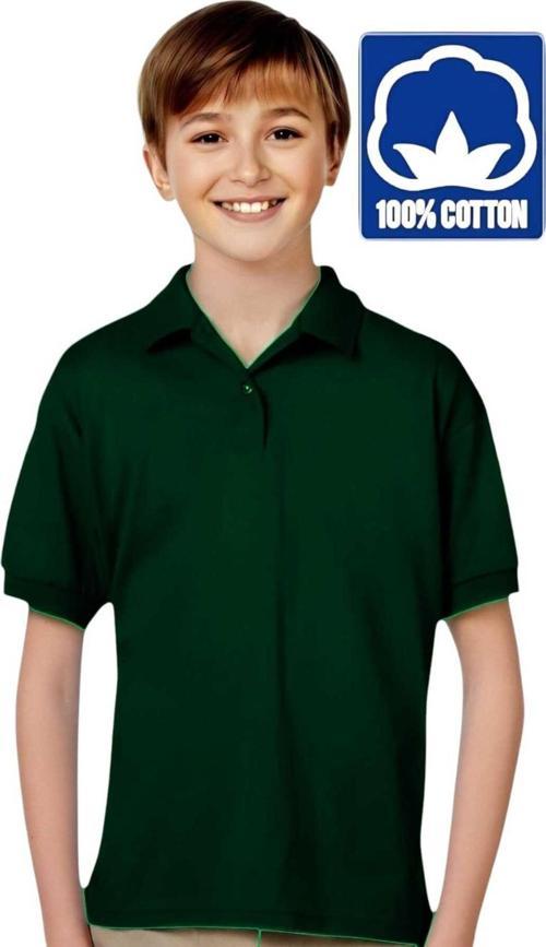 Erkek Çocuk %100 Pamuklu Polo Yaka T-Shirt Günlük Ve Okul Uniforma Okul T-Shirt Haki 14-15 Yaş