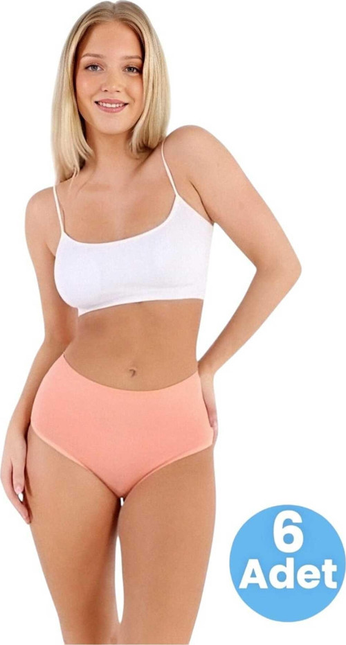 Kadın Pamuklu Penye Süprem Kumaş Bato Külot Kadın Bato Külot 6 Adet Yavruağzı 2XL-3XL