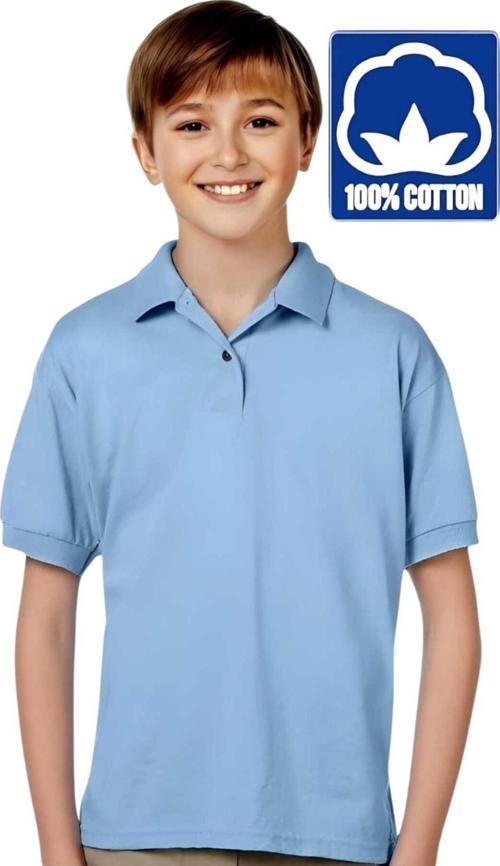 Erkek Çocuk %100 Pamuklu Polo Yaka T-Shirt Günlük Ve Okul Uniforma Okul T-Shirt Bebe Mavisi 14-15 Yaş