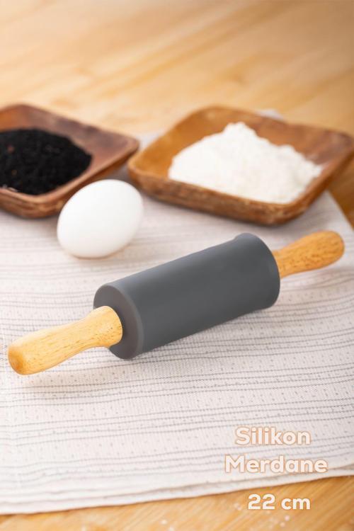 15682 Antrasit Bambu Saplı Silikon Gövdeli Merdane 22 Cm