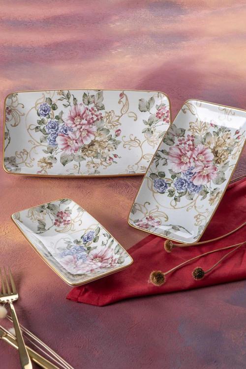 HCA-06412/12 Rosa 3 Parça Kayık Tabak Seti