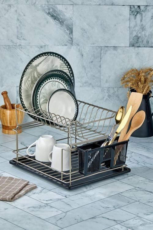 CKR3270 36x30 Cm 2 Katlı Metal Bulaşıklık - Saten