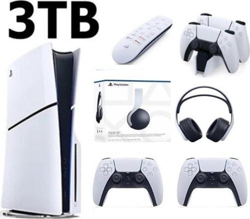 Playstation 5 Slim Cd Edition 3TB +2.Dualsense Kol +Media Kumanda+3D Plus Kulaklık+ Şarj İstasyonu