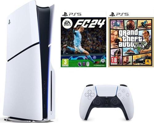 Playstation 5 Slim CD'Lİ  Edition+PS5 FC 24+PS5 GTA 5 OYUN CD'Sİ