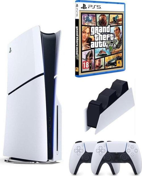 Playstation 5 Slim CD'Lİ Edition+2.Dualsense + Şarj İstasyonu+ PS5 GTA 5 OYUN CD'Sİ