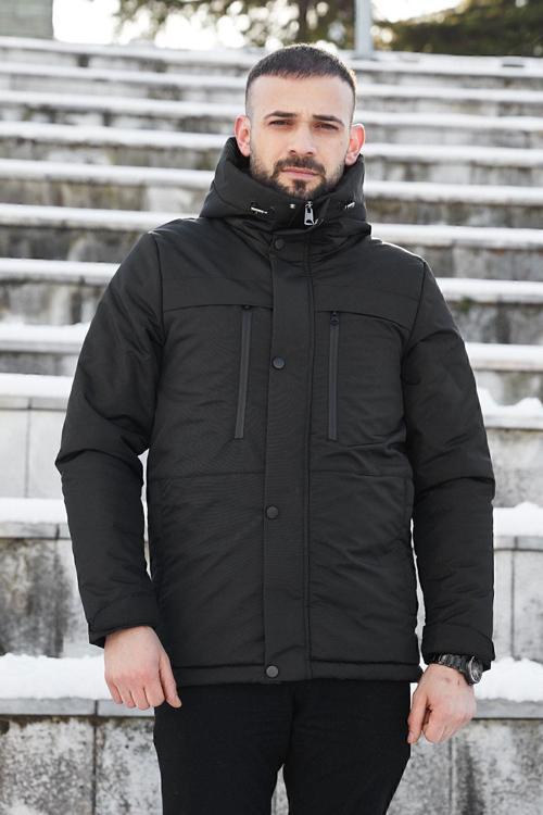 Erkek Polarlı Kürklü Su Ve Rüzgar Geçirmez Kapüşonlu Kışlık Mont & Kaban & Parka