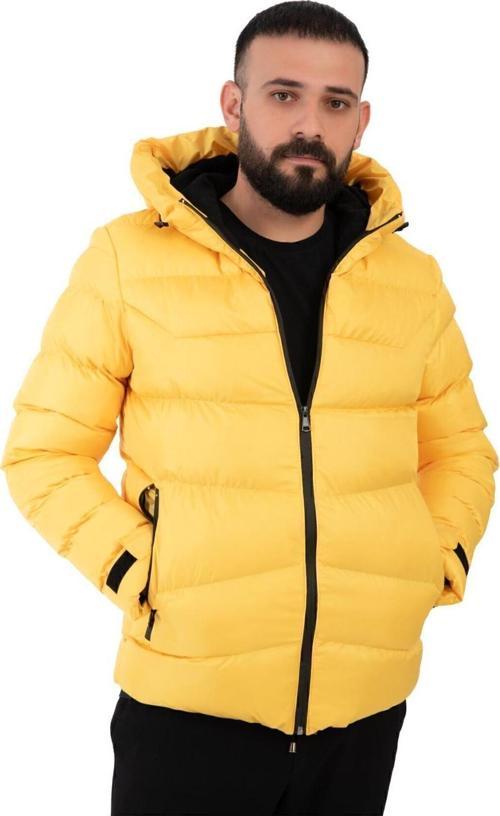 Erkek Kapüşonlu Polarlı Kürklü Su Geçirmez Rüzgara Dayanıklı Şişme Mont Kaban Parka
