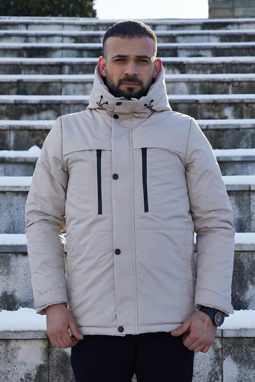 Erkek Polarlı Kürklü Su Ve Rüzgar Geçirmez Kapüşonlu Kışlık Mont & Kaban & Parka