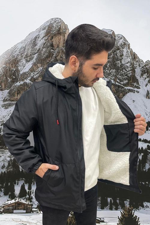 Spor Erkek Kürklü Su Ve Rüzgar Geçirmez Kapüşonlu Mont & Kaban & Parka