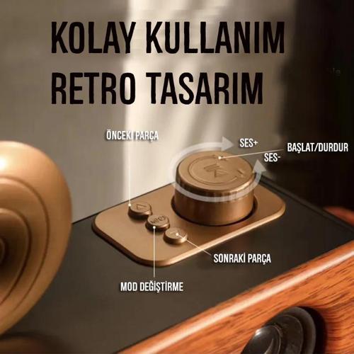 Retro Tasarım Gürültü Önler 3D Ses Bluetooth Müzik Çalar Hoparlör