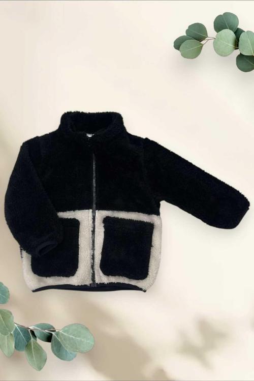 Spor Erkek Spor Çocuk Peluş Ekru Cepli Fermuarlı Welsoft Mont