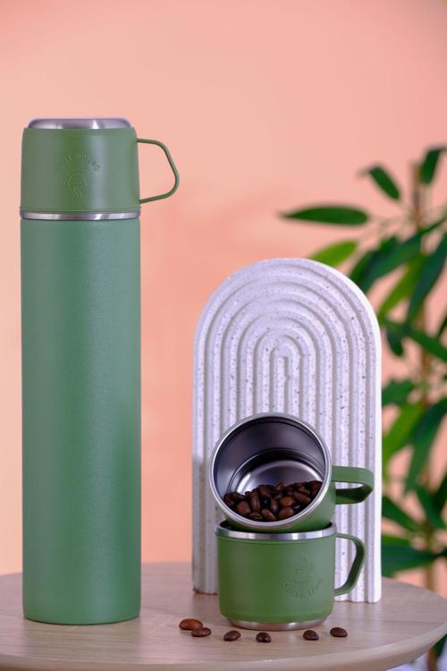 Paslanmaz Çelik 4 Bardaklı Termos 600Ml - 6 Saat Sıcak, 12 Saat Soğuk Tutma Özelliği