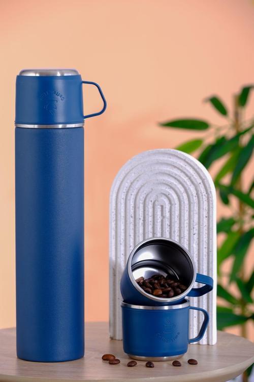 Paslanmaz Çelik 4 Bardaklı Termos 600Ml - 6 Saat Sıcak, 12 Saat Soğuk Tutma Özelliği