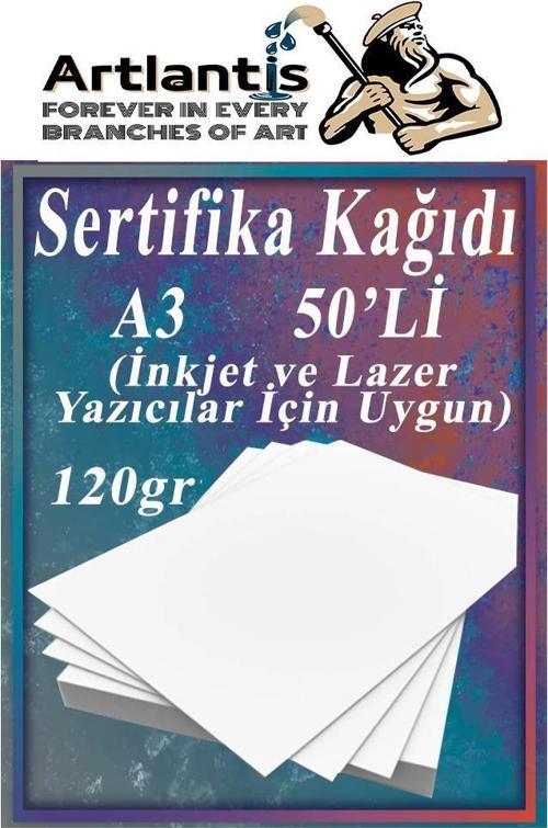 A3 Sertifika Kağıdı Kalın 50 Adet Gramajlı Fotokopi Kağıdı 120 gr Tüm Yazıcılara Uyumlu 29.7x42 cm Kalın Baskı Kağıdı