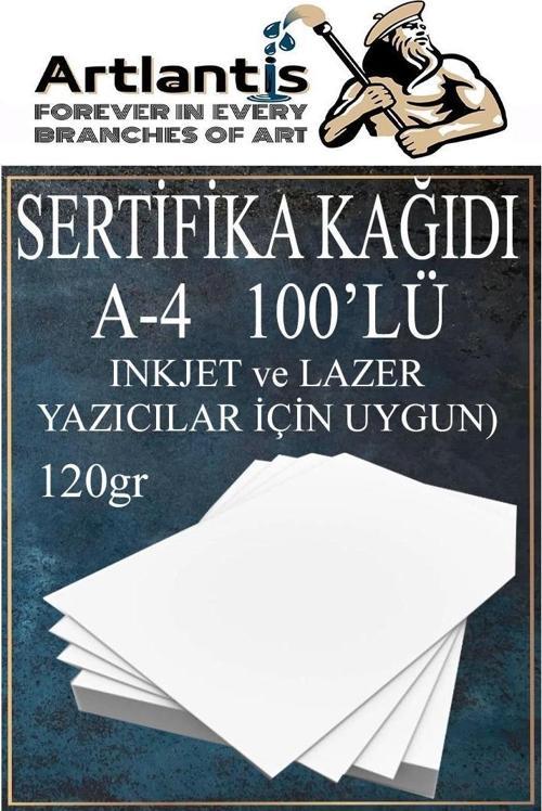 A4 Sertifika Kağıdı Kalın 100 Adet Gramajlı Fotokopi Kağıdı 120 gr Tüm Yazıcılara Uyumlu 21x29.7 cm Kalın Baskı Kağıdı