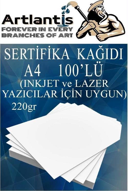 A4 Sertifika Kağıdı Kalın 100 Adet Gramajlı Fotokopi Kağıdı 220 gr Tüm Yazıcılara Uyumlu 21x29.7 cm Kalın Baskı Kağıdı