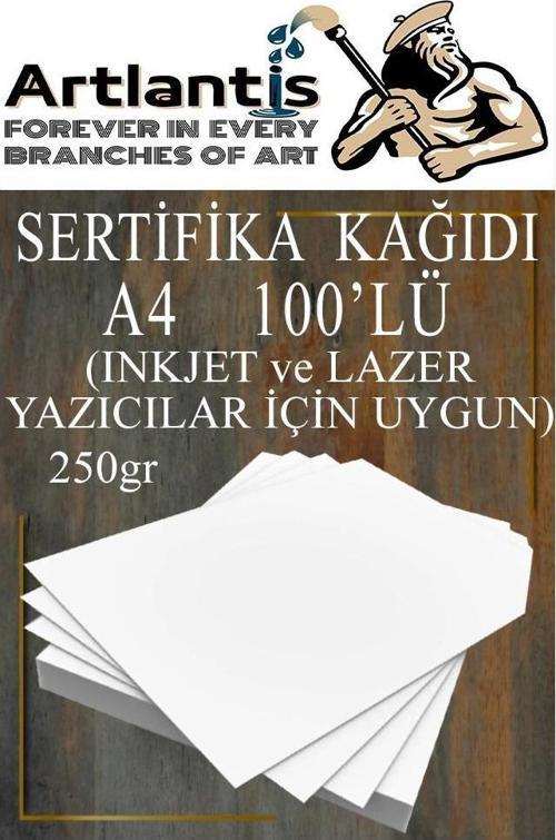 A4 Sertifika Kağıdı Kalın 100 Adet Gramajlı Fotokopi Kağıdı 250 gr Tüm Yazıcılara Uyumlu 21x29.7 cm Kalın Baskı Kağıdı