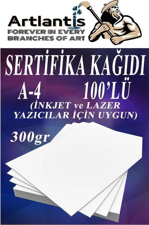 A4 Sertifika Kağıdı Kalın 100 Adet Gramajlı Fotokopi Kağıdı 300 gr Tüm Yazıcılara Uyumlu 21x29.7 cm Kalın Baskı Kağıdı