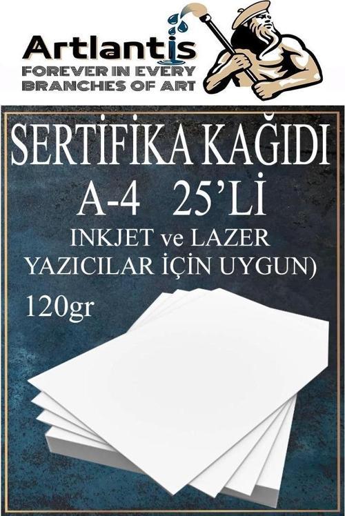A4 Sertifika Kağıdı Kalın 25 Adet Gramajlı Fotokopi Kağıdı 120 gr Tüm Yazıcılara Uyumlu 21x29.7 cm Kalın Baskı Kağıdı