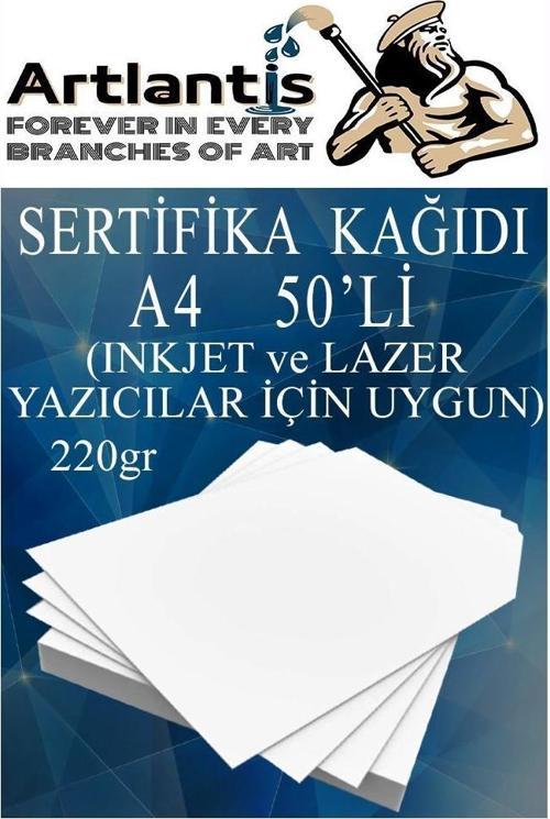 A4 Sertifika Kağıdı Kalın 50 Adet Gramajlı Fotokopi Kağıdı 220 gr Tüm Yazıcılara Uyumlu 21x29.7 cm Kalın Baskı Kağıdı