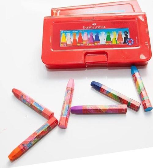 12 Renk Pastel Boya Plastik Kutu 1 Paket 12 Li Yağlı Pastel Boya Plastik Kutu Faber Pastel