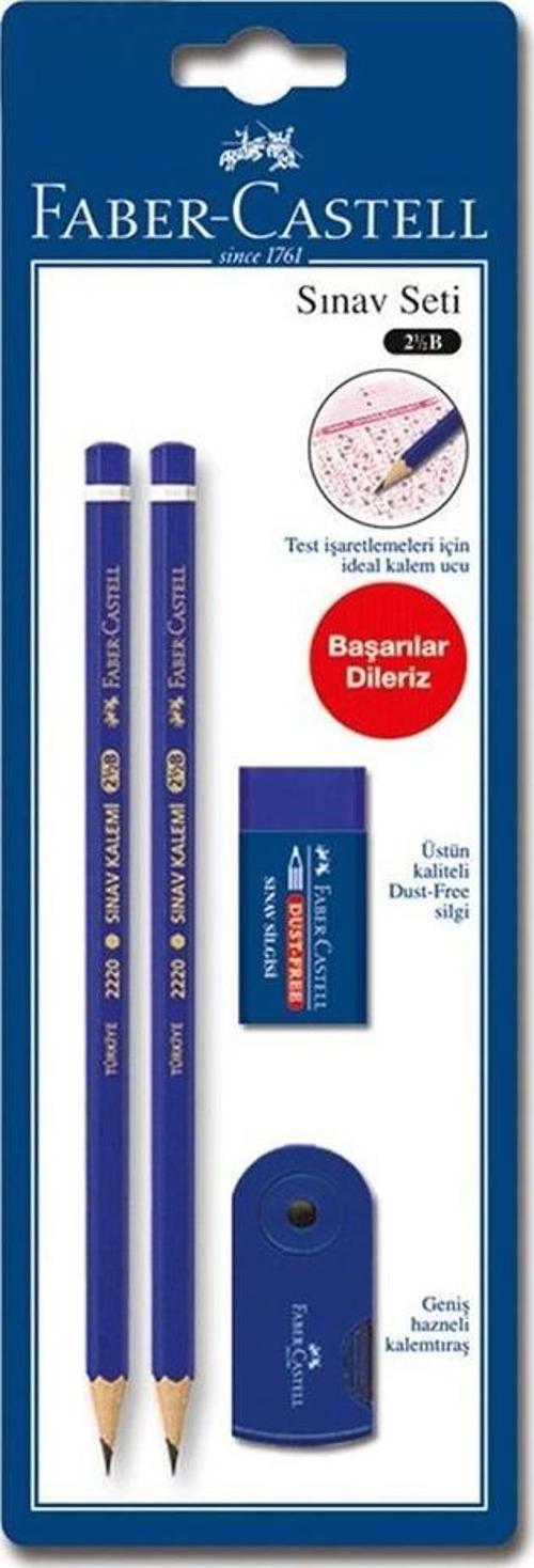 Sınav Kalemi Seti 1 Paket 2 Adet Yumuşak Uçlu Kurşun Kalem 2,5 B 1 Adet Kalemtraş ve 1 Adet Sınav Silgi