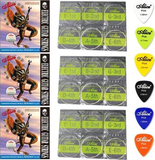 3 Paket A506 Elektro Gitar Tel Seti Ve Pena