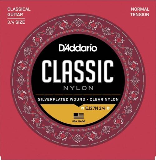 D'Addario Ej27N 3/4 Student Nylon Fractional, Normal Tension Takım Tel 3/4 Klasik Gitar Teli