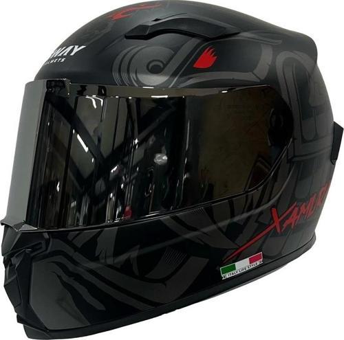 KASK SWAY SW 820 820 XAMURAI FULL FACE GÜMÜŞ VİZÖR